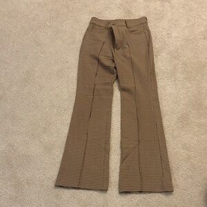 LOFT Brown Checkered Wide Leg Pants